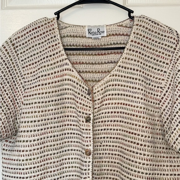 Roxy Women's Cream and Brown Striped Button-Up Sweater Size M - Picture 3 of 9
